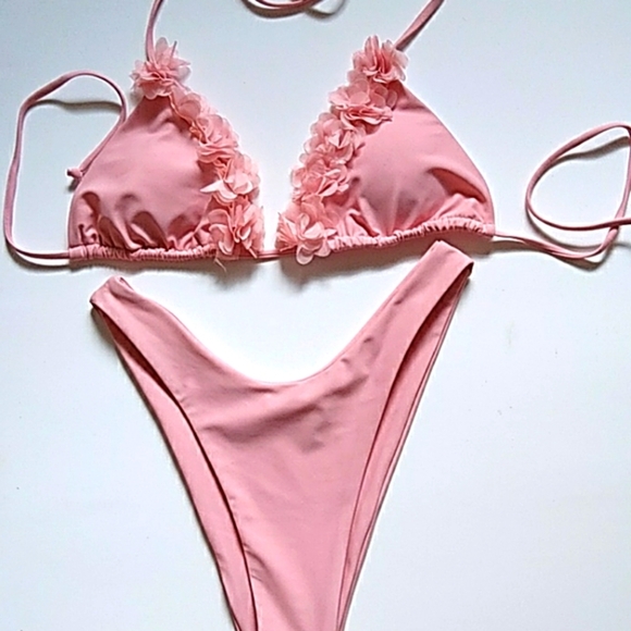 PINK BIKINI 2 PIECE SWIMSUIT PINK M - Picture 1 of 4